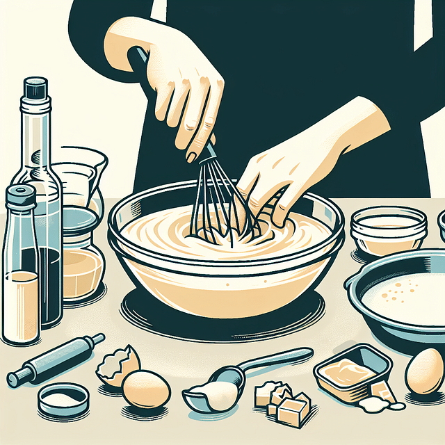 mixing wet ingredients in a bowl