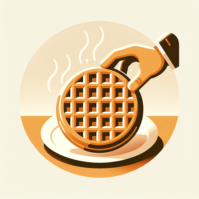 serving a freshly made waffle on a plate