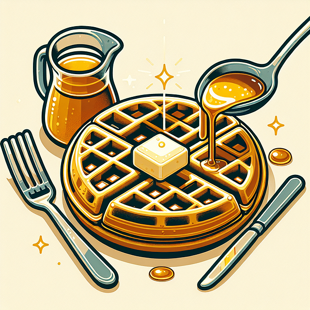 Southern-style waffles served with butter and syrup