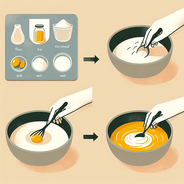 combining wet and dry ingredients for cornbread