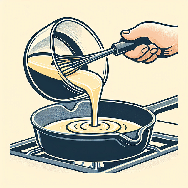 pouring cornbread batter into a skillet