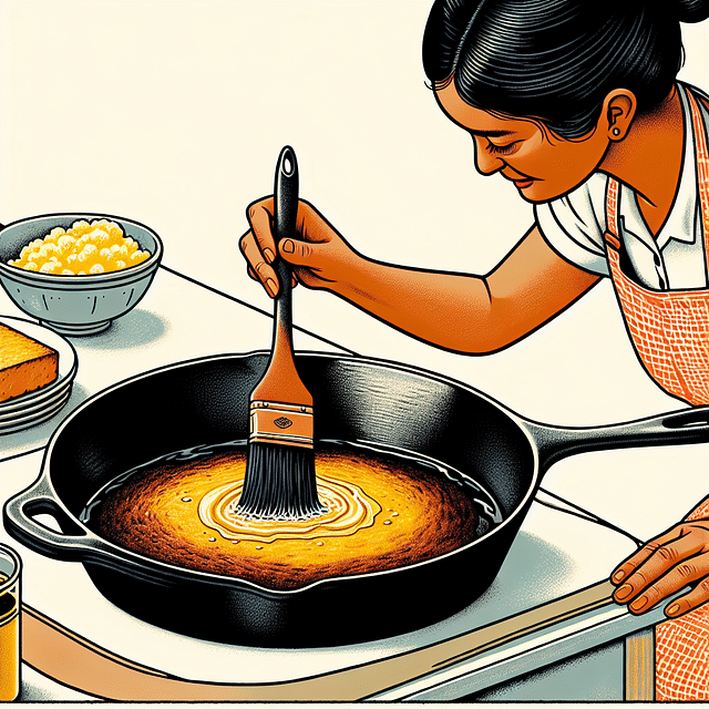 greasing a cast-iron skillet for cornbread