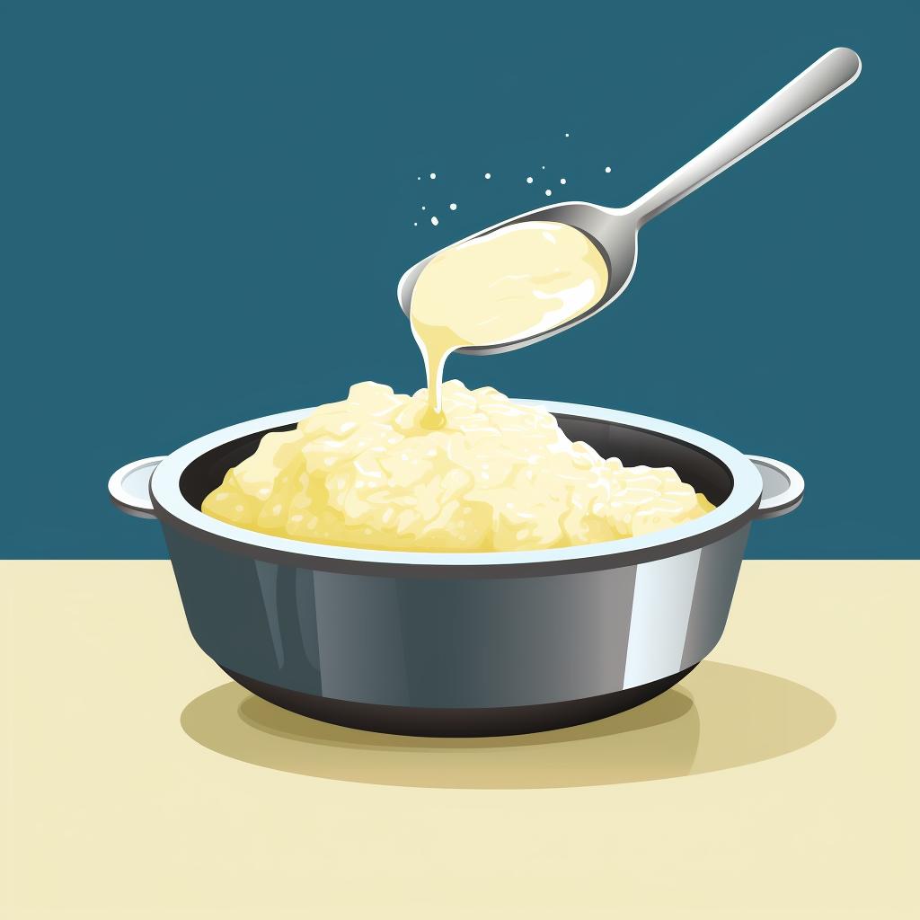 Adding butter to cooked grits