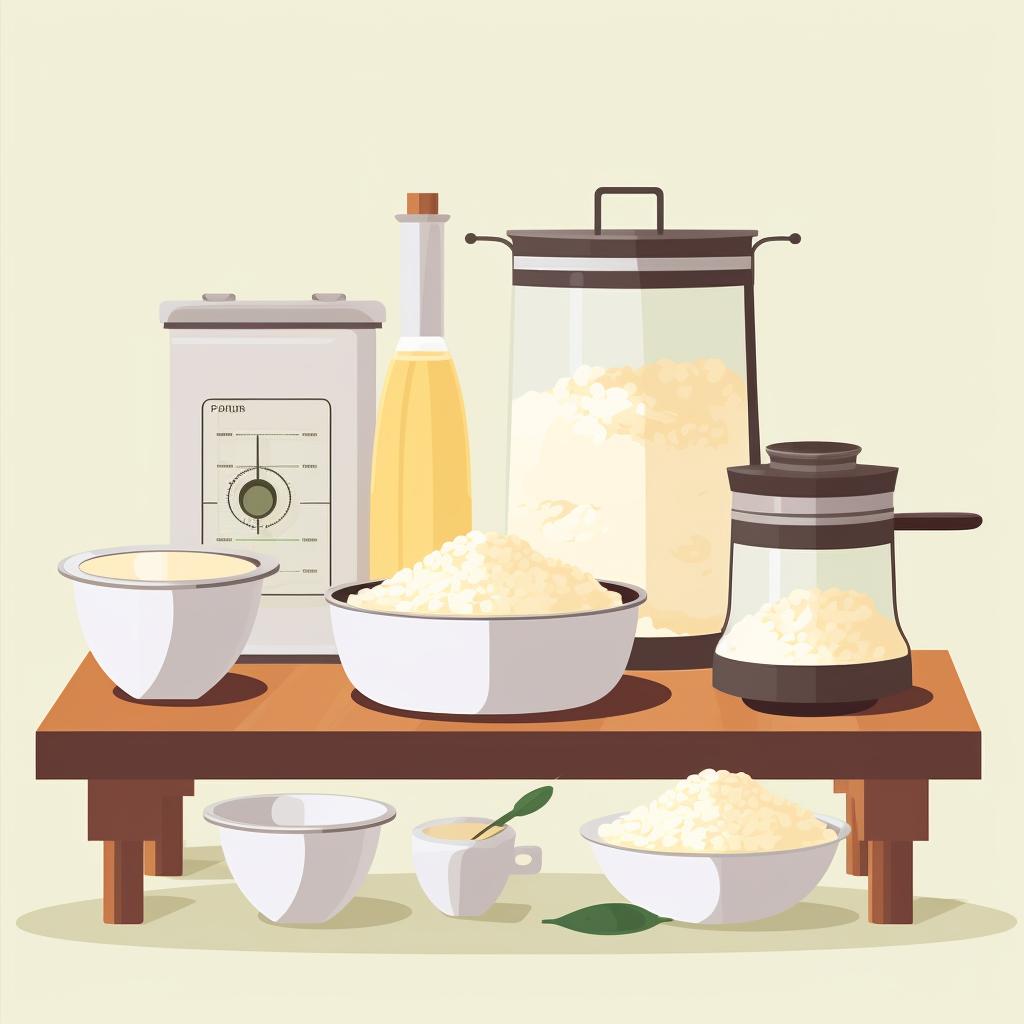 Ingredients for making grits on a kitchen counter