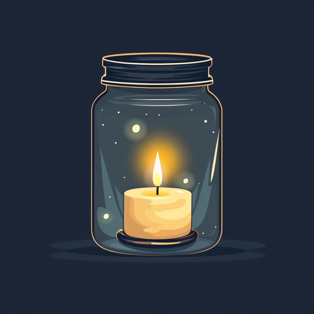 Tea light candle inside the mason jar