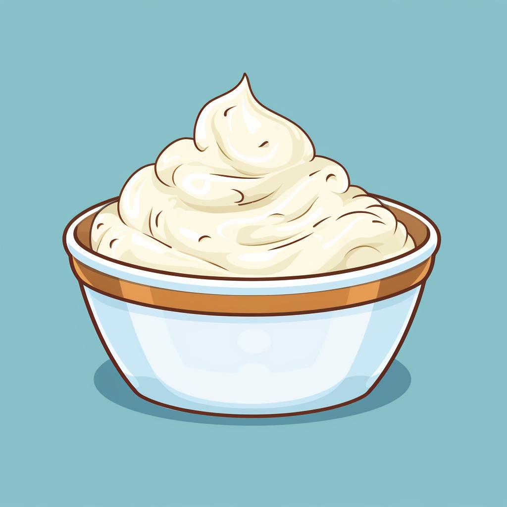 Cream cheese frosting in a bowl