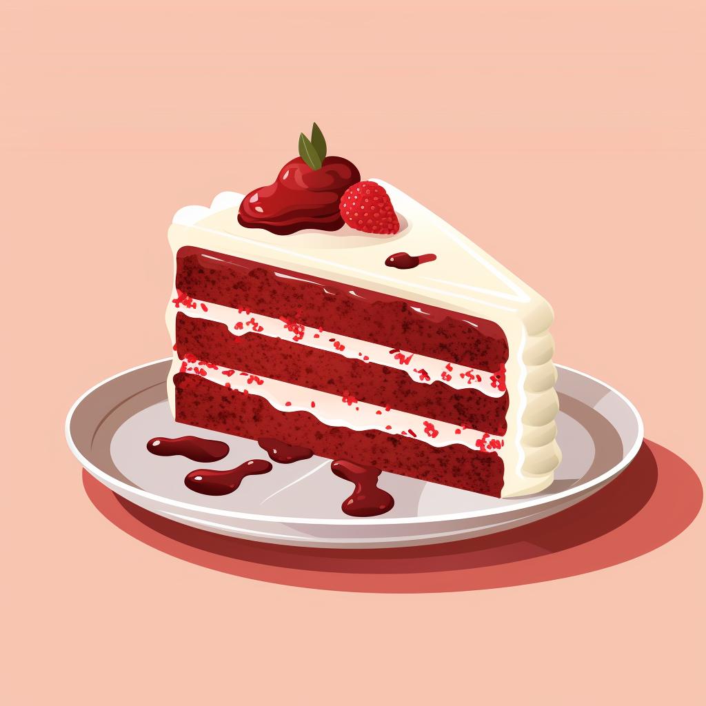 Sliced Red Velvet Cake on a serving plate
